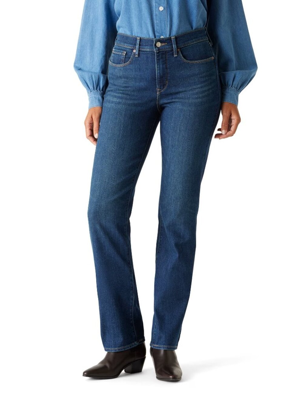 New Women's Levi Strauss Signature Mid Rise Straight Jeans Size 14L W32 L34
